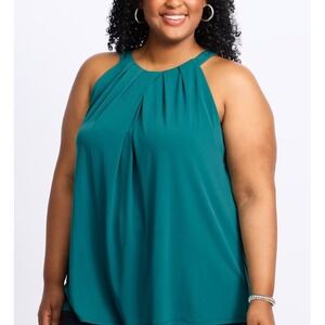 Fortune + Ivy Overa Pleat Neck Knit Top Teal Green 3X Stitch Fix New With Tags